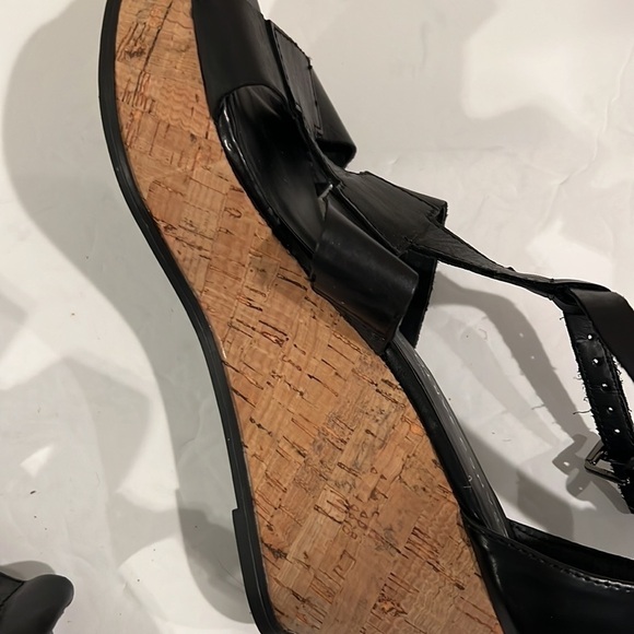 Franco Sarto Black Platform Wedge Cork Sandals Size 8 - Picture 6 of 14